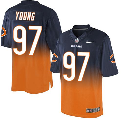 Nike Bears #97 Willie Young Navy Blue/Orange Men's Stitched NFL Elite Fadeaway Fashion Jersey - Click Image to Close